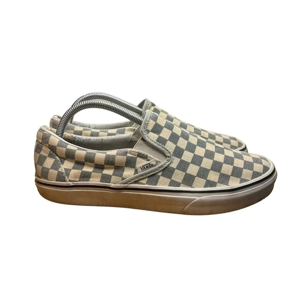 Vans Baby Blue/True White Checkerboard Slip-On‎ Sneaker - Men's 9 / Women's 10.5
